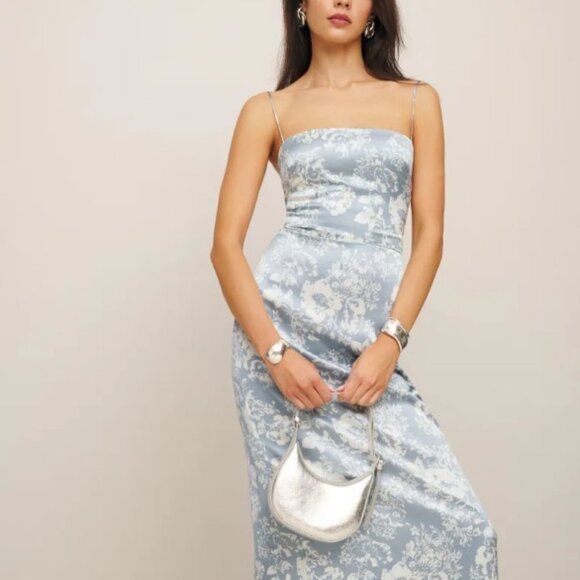 Reformation Frankie Long Silk Dress Porcelain Size 2 - Brand New with Tags - Picture 4 of 4